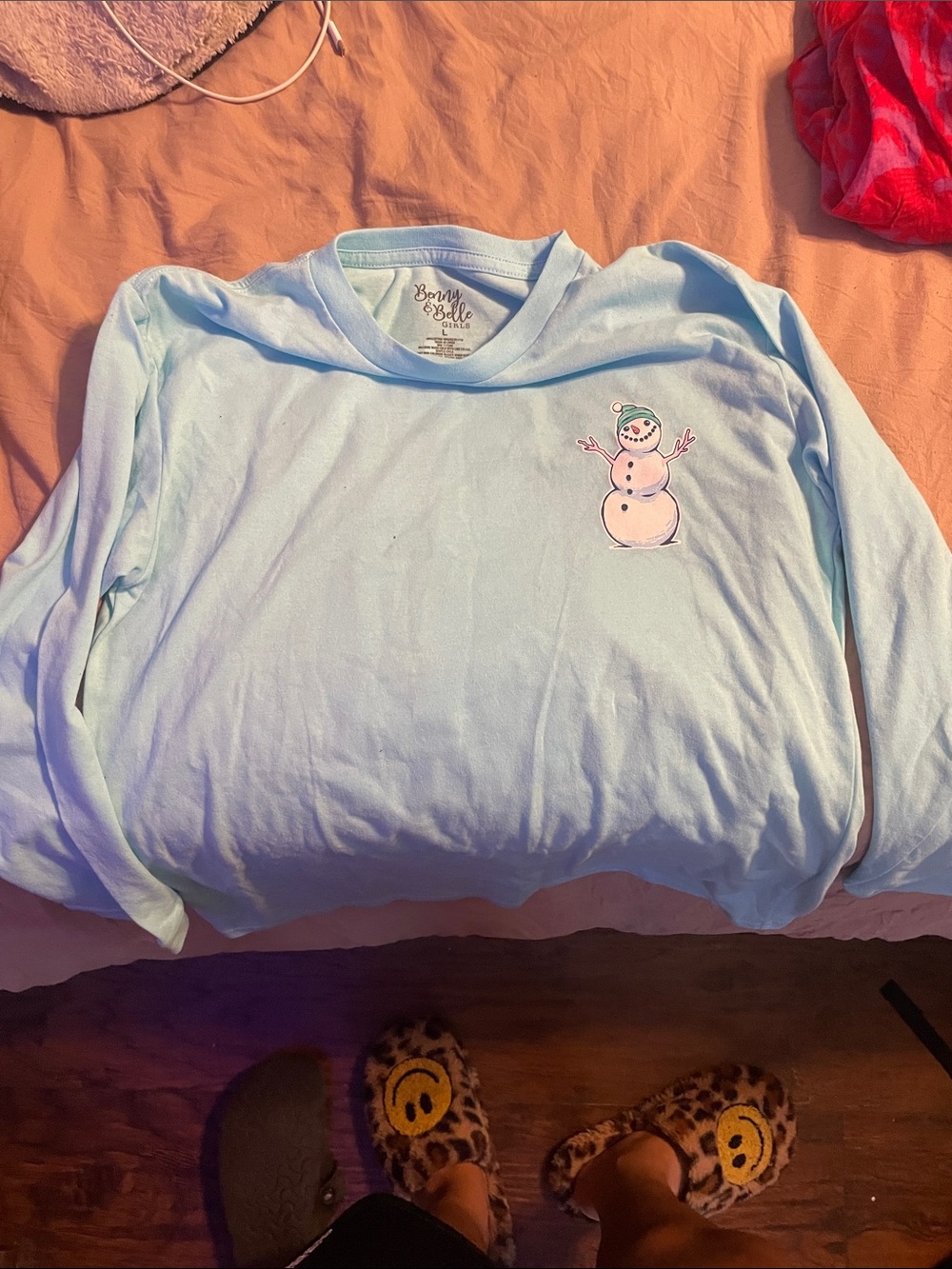 Kids' Light Blue Snowman Long Sleeve Tee